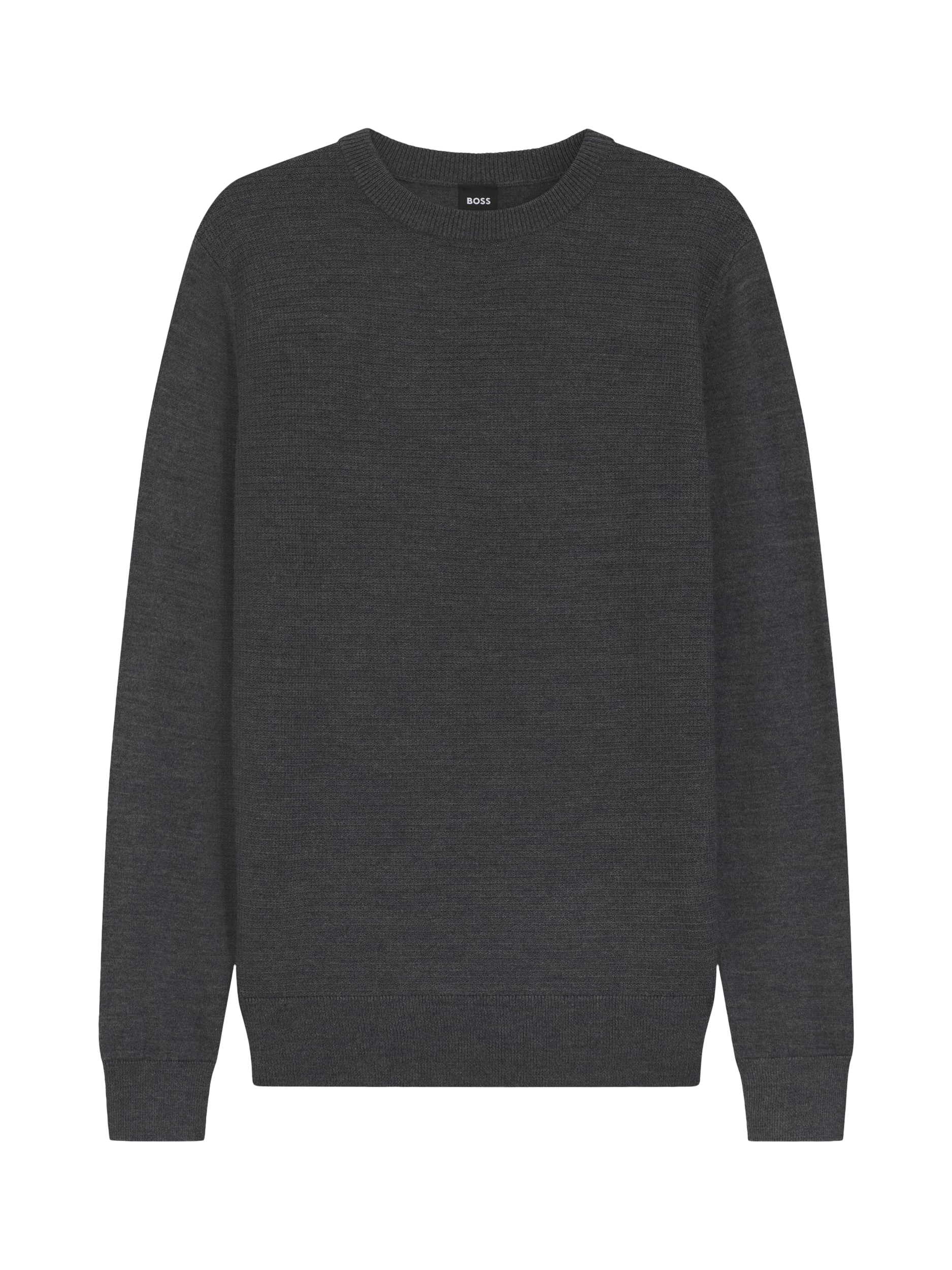 Product image 6 of 6, which shows BOSS Wool Blend Textured Crew Neck Jumper, Medium Grey, L