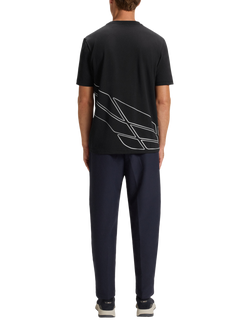 HUGO BOSS BOSS Crew Neck Geometric Print Cotton Blend T-Shirt - view 2, Dark Blue