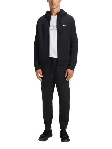 HUGO BOSS BOSS Zip Front Cotton Blend Hoodie, Black