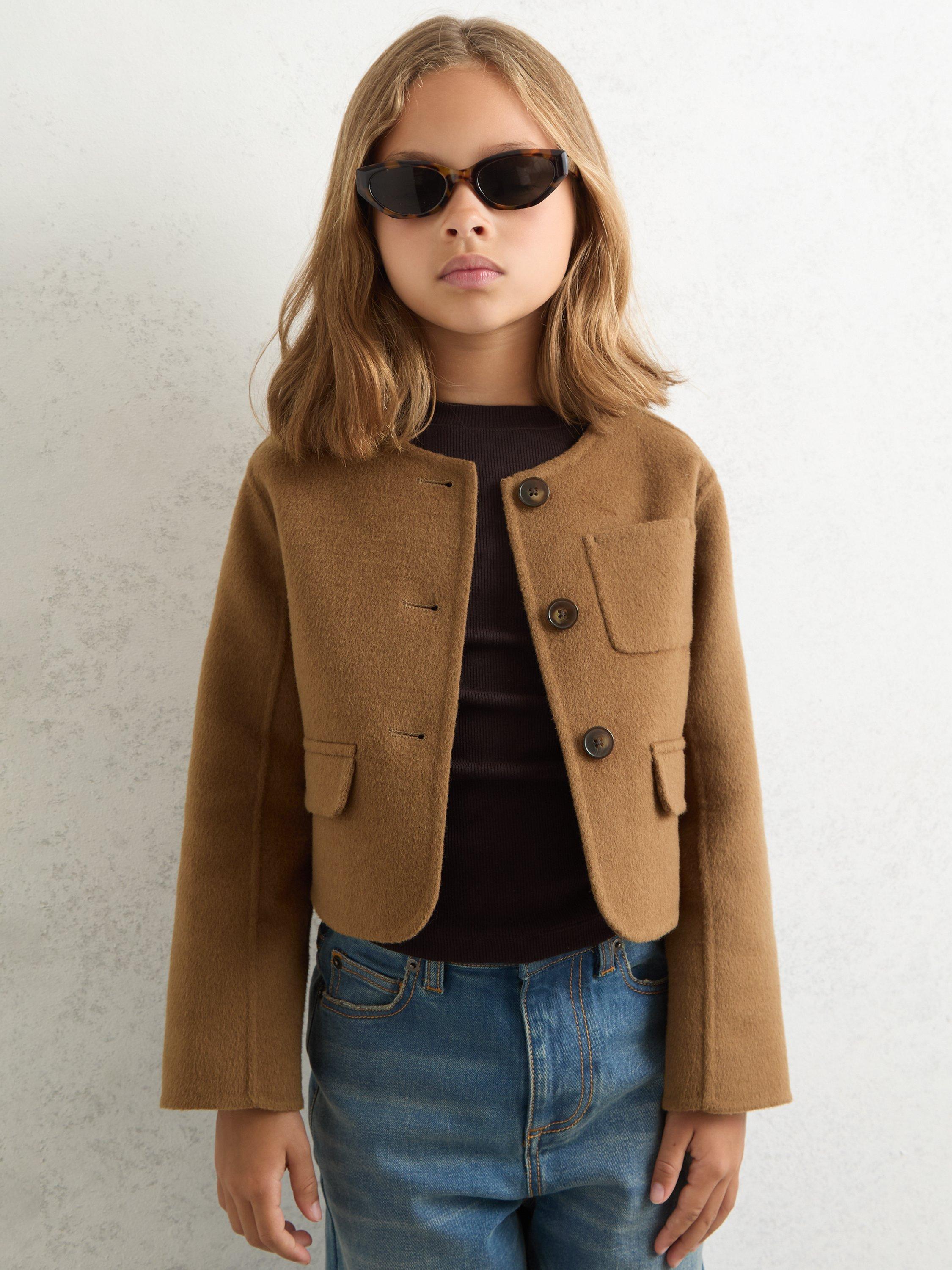 Product image 3 of 5, which shows Reiss Kids' Ami Jacket, Camel, 5-6 years