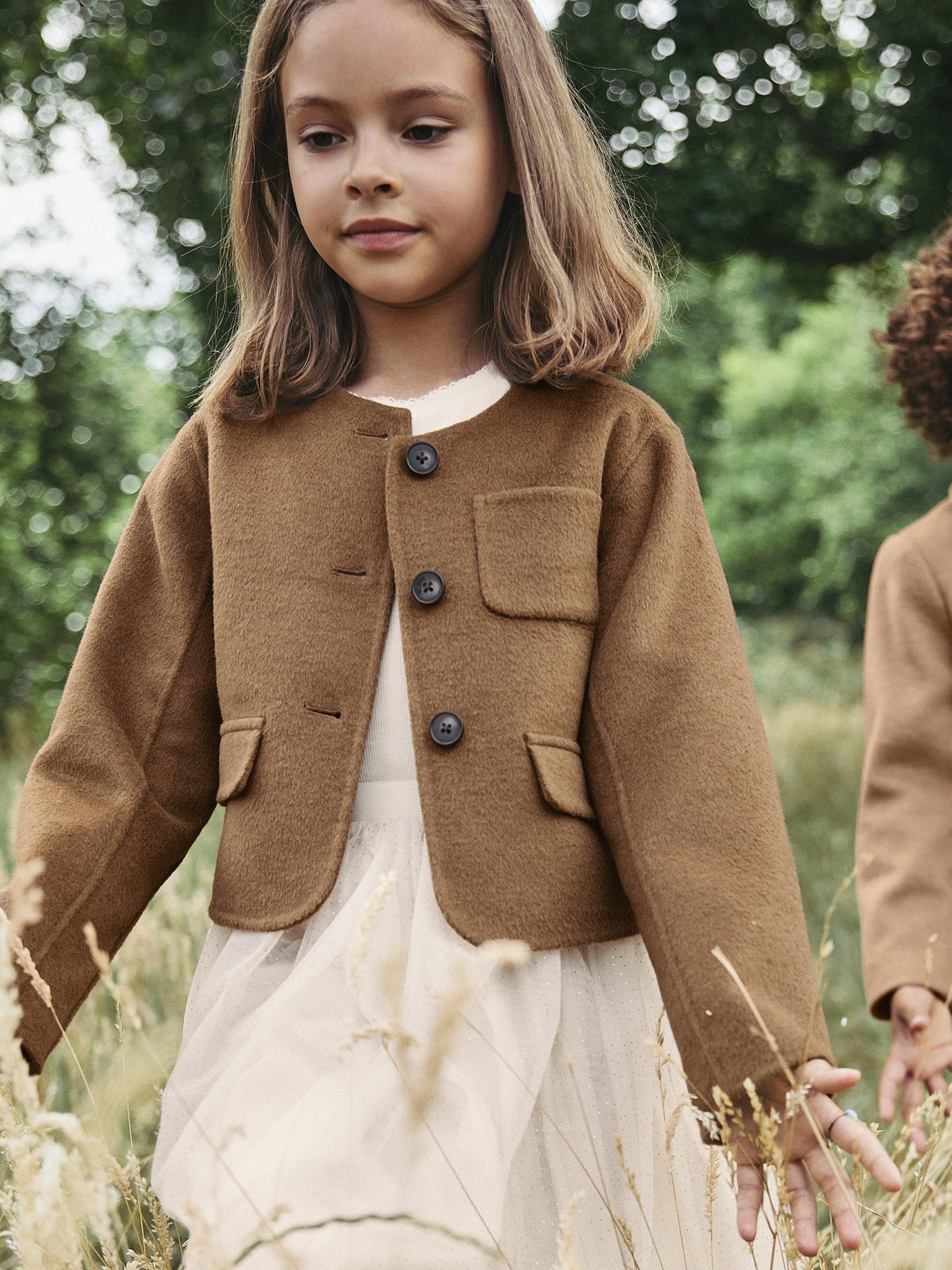 Product image 5 of 5, which shows Reiss Kids' Ami Jacket, Camel, 5-6 years