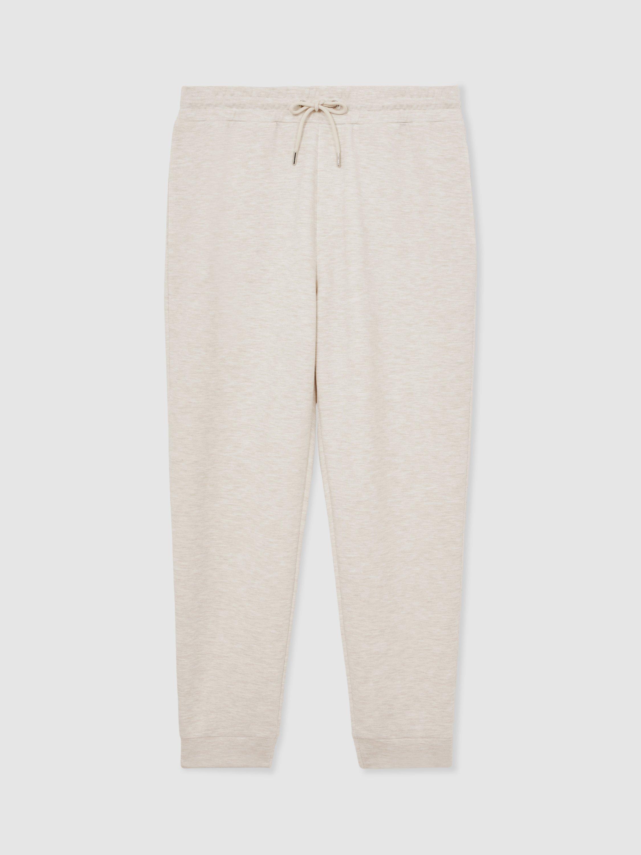 Product image 3 of 5, which shows Reiss Bell Jersey Drawstring Cuffed Joggers, Oatmeal, XS