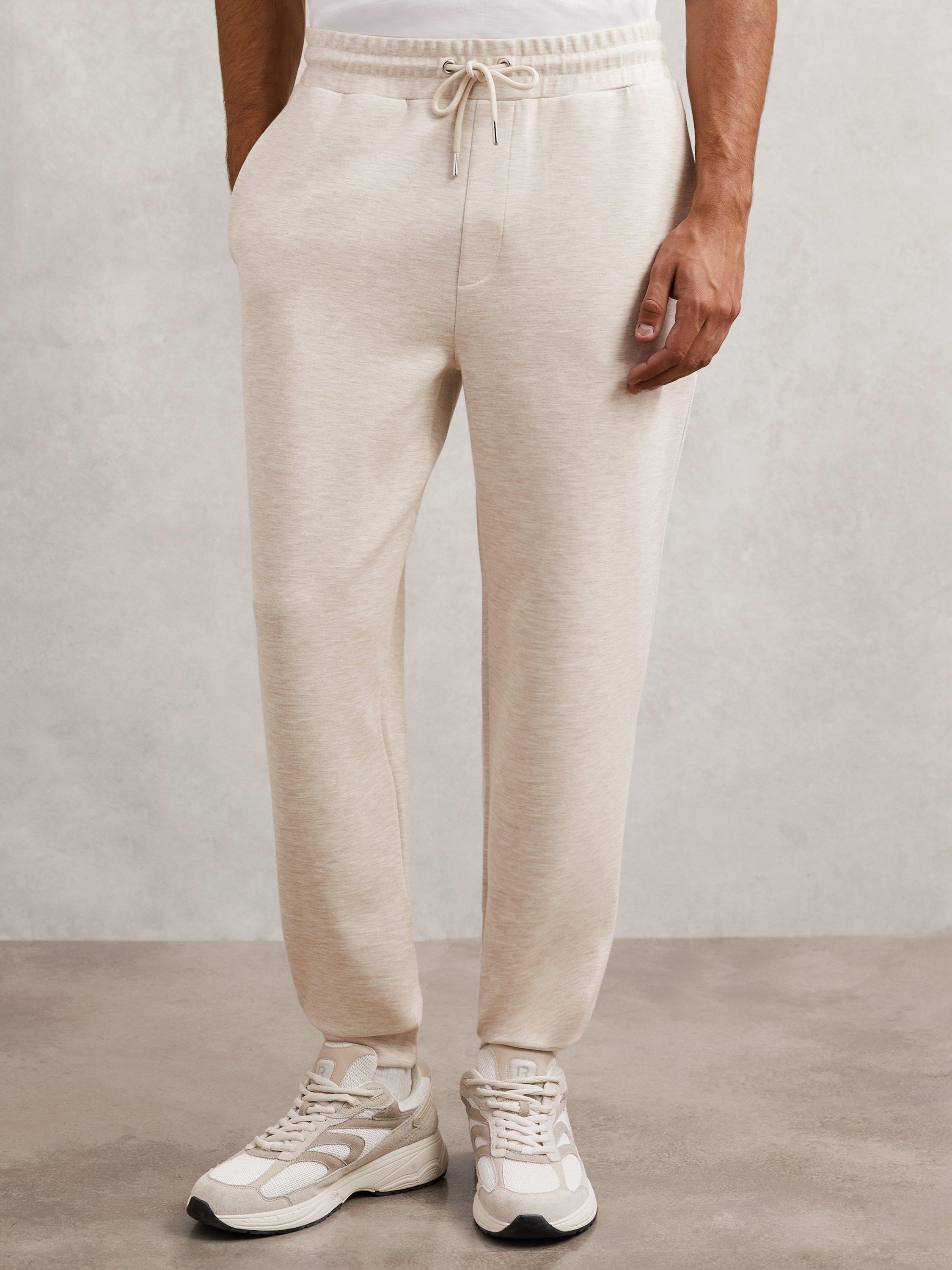 Product image 5 of 5, which shows Reiss Bell Jersey Drawstring Cuffed Joggers, Oatmeal, XS