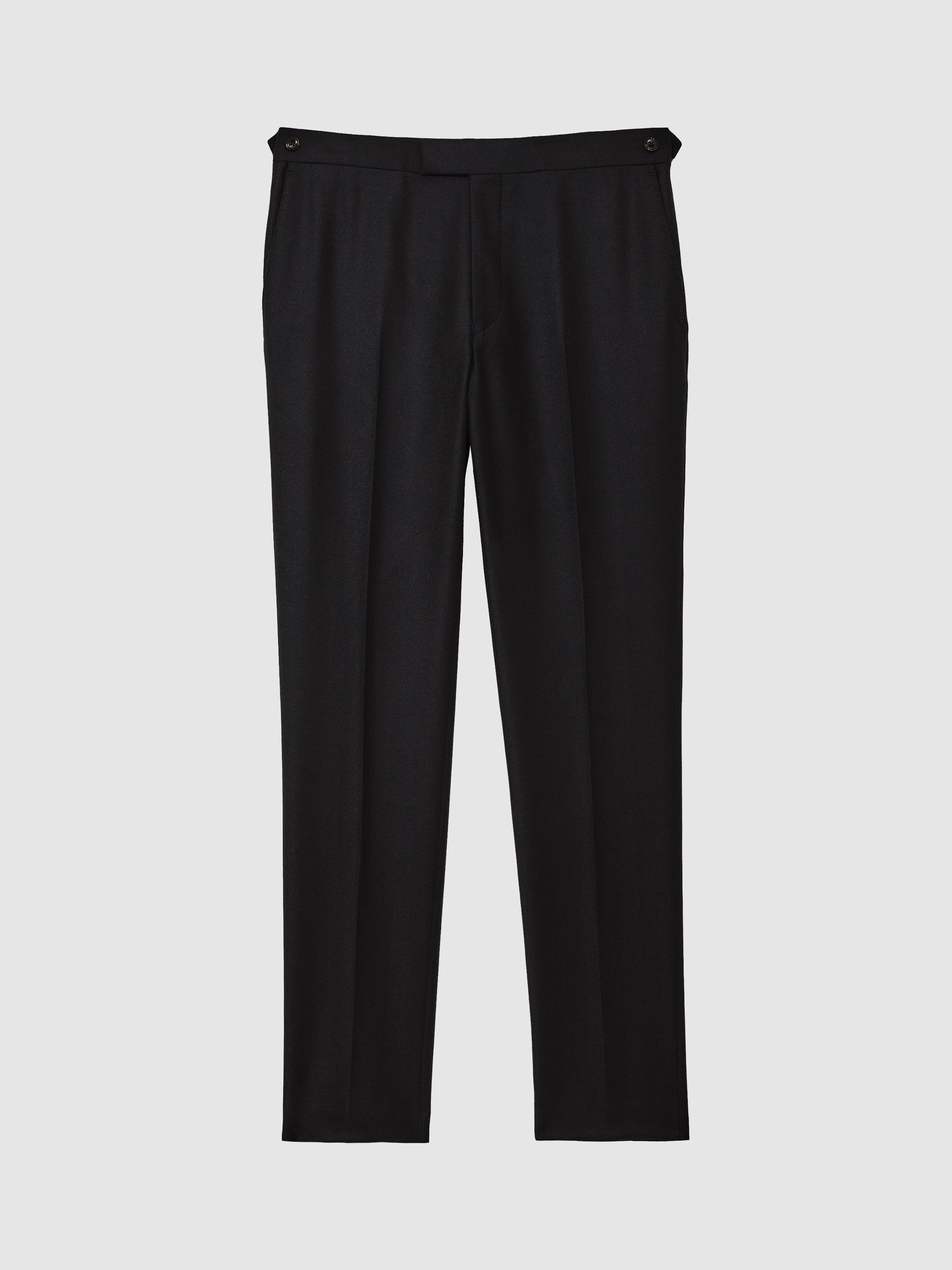 Product image 3 of 5, which shows Reiss Muse Flannel Trousers, Navy, 28R