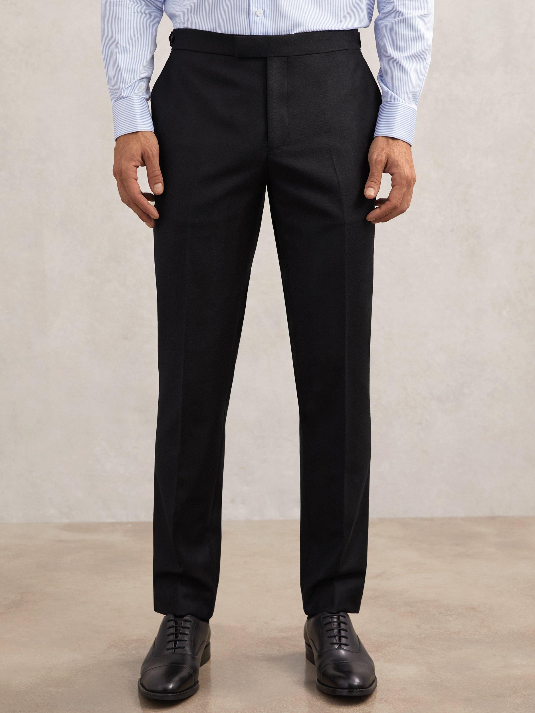 Product image 4 of 5, which shows Reiss Muse Flannel Trousers, Navy, 28R