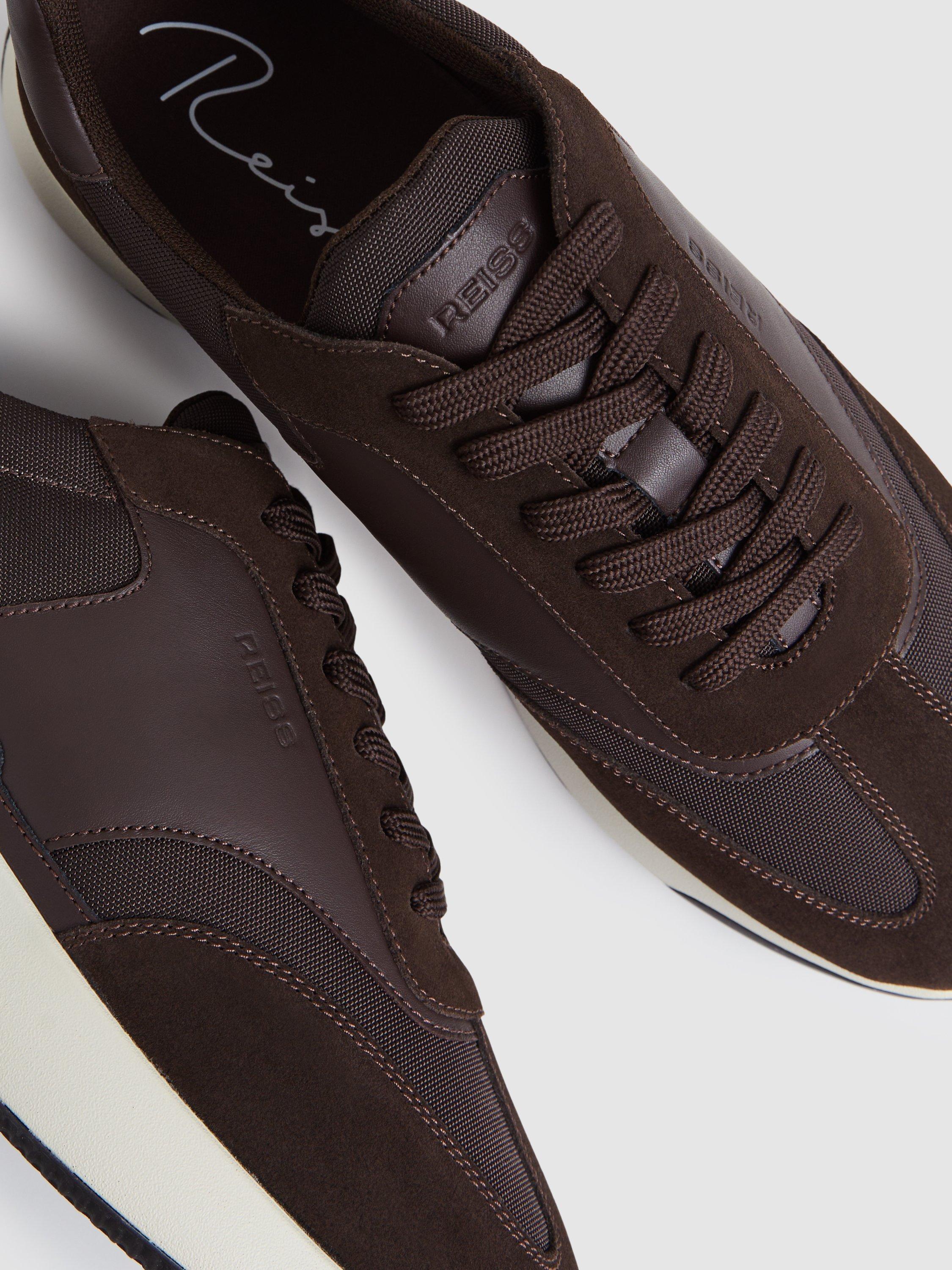 Product image 2 of 5, which shows Reiss Emmett Lace Up Trainers, Brown, 10