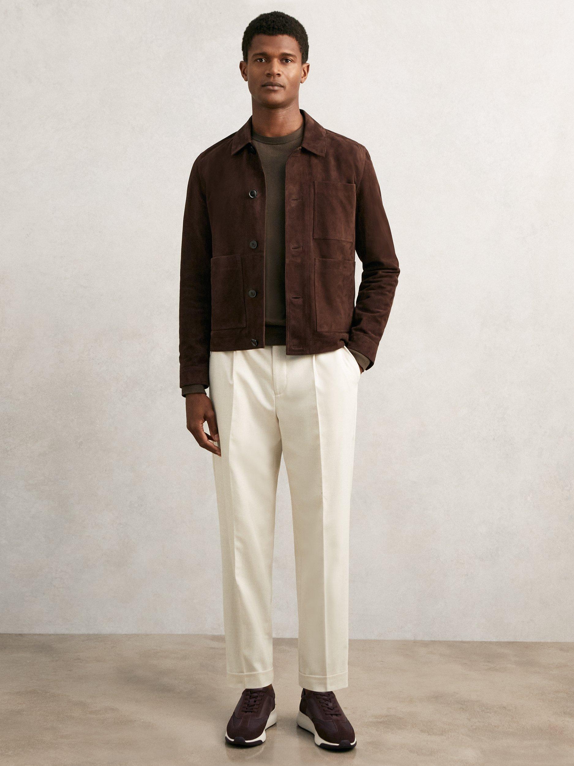 Product image 3 of 5, which shows Reiss Emmett Lace Up Trainers, Brown, 10