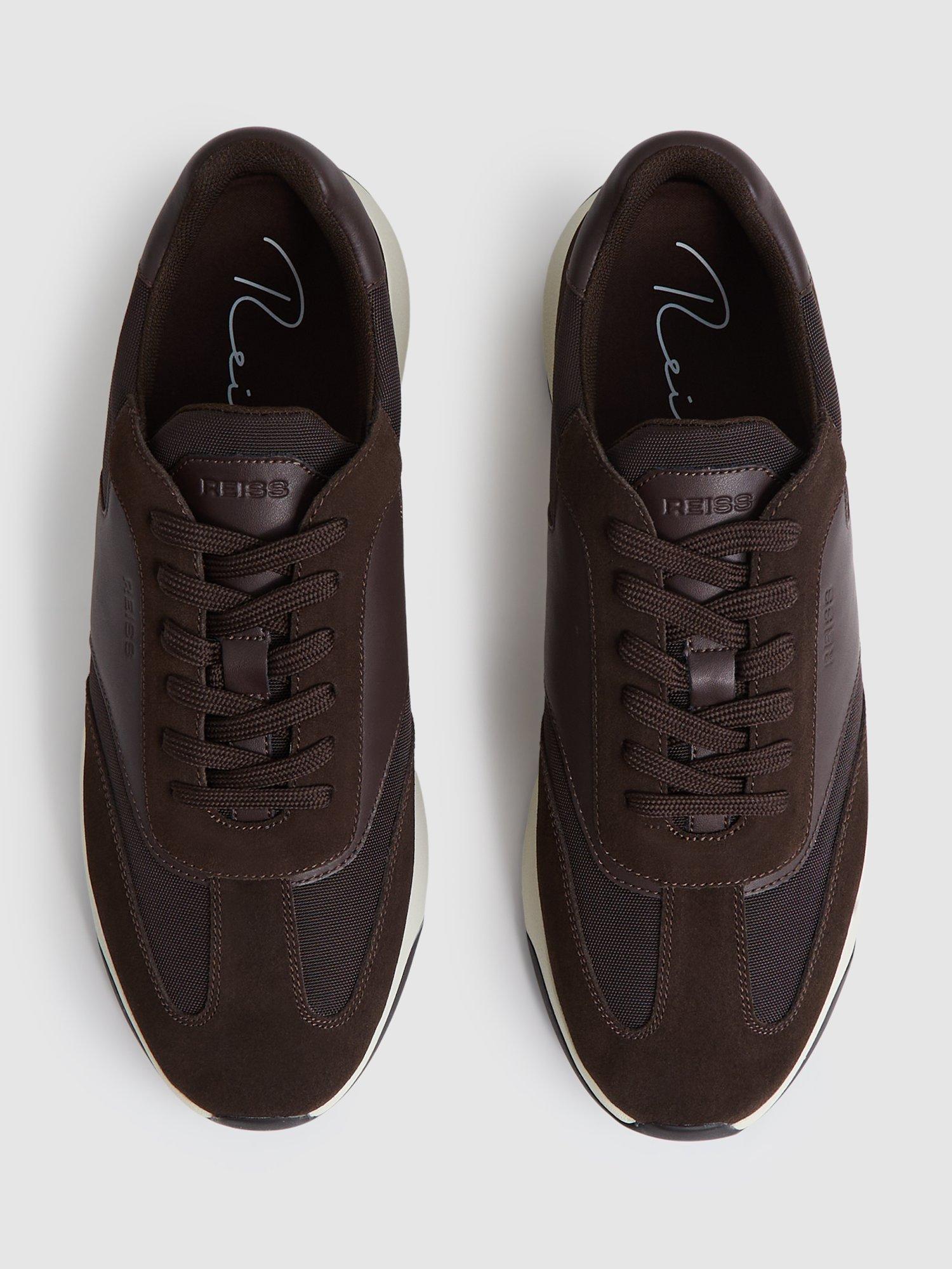 Product image 5 of 5, which shows Reiss Emmett Lace Up Trainers, Brown, 10