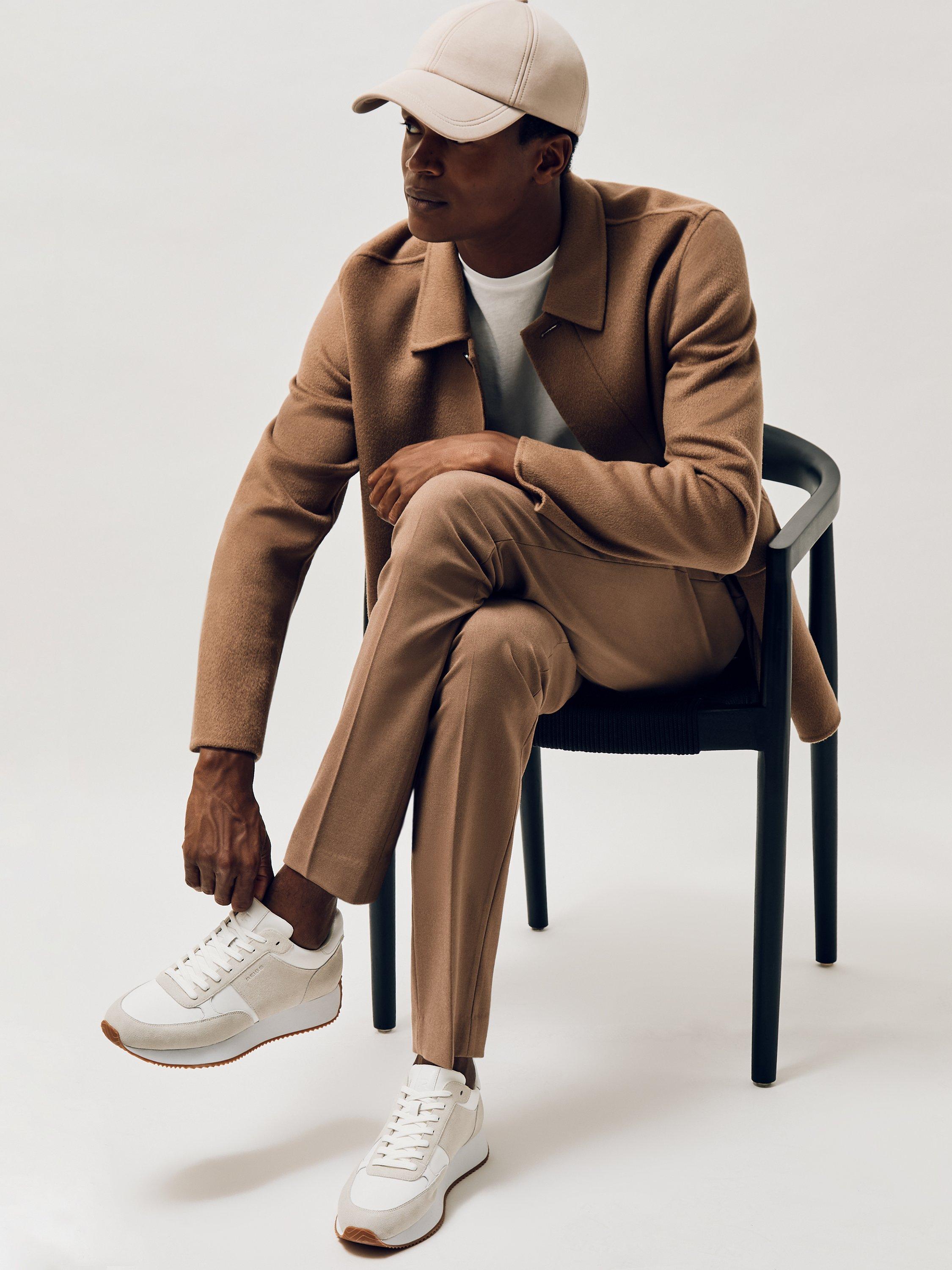 Product image 3 of 5, which shows Reiss Ian Lace Up Leather Trainers, White, 9