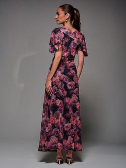 Jolie Moi Draped Angel Sleeve Maxi Dress, Pink/Multi - view 2, Pink/Multi