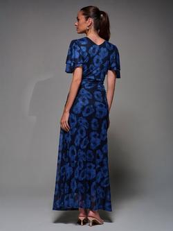 Jolie Moi Mesh Angel Sleeve Maxi Dress, Blue - view 2, Blue