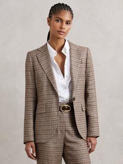 Reiss River Single Breasted Check Blazer, Neutral, Neutral