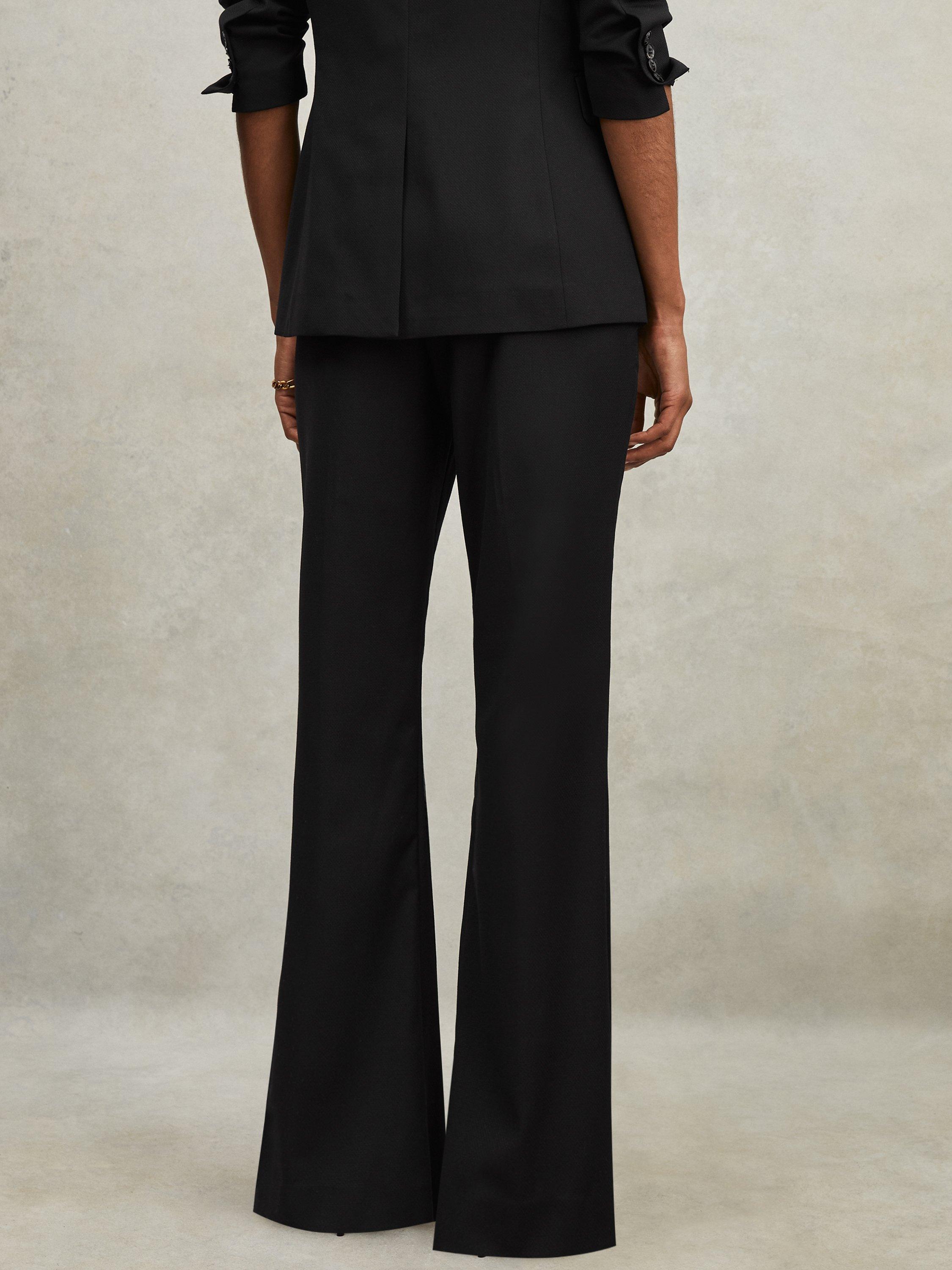 Product image 2 of 5, which shows Reiss Haisley Petite Flared Wool Blend Trousers, Black, 6Pt