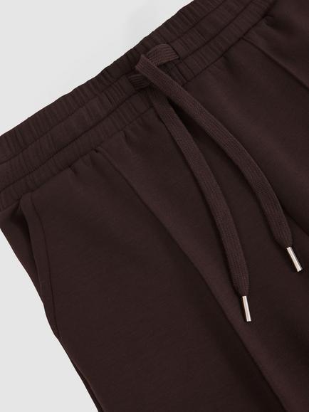 Reiss Petite Mid Rise Wide Leg Joggers - view 2, Dark Chocolate Brown