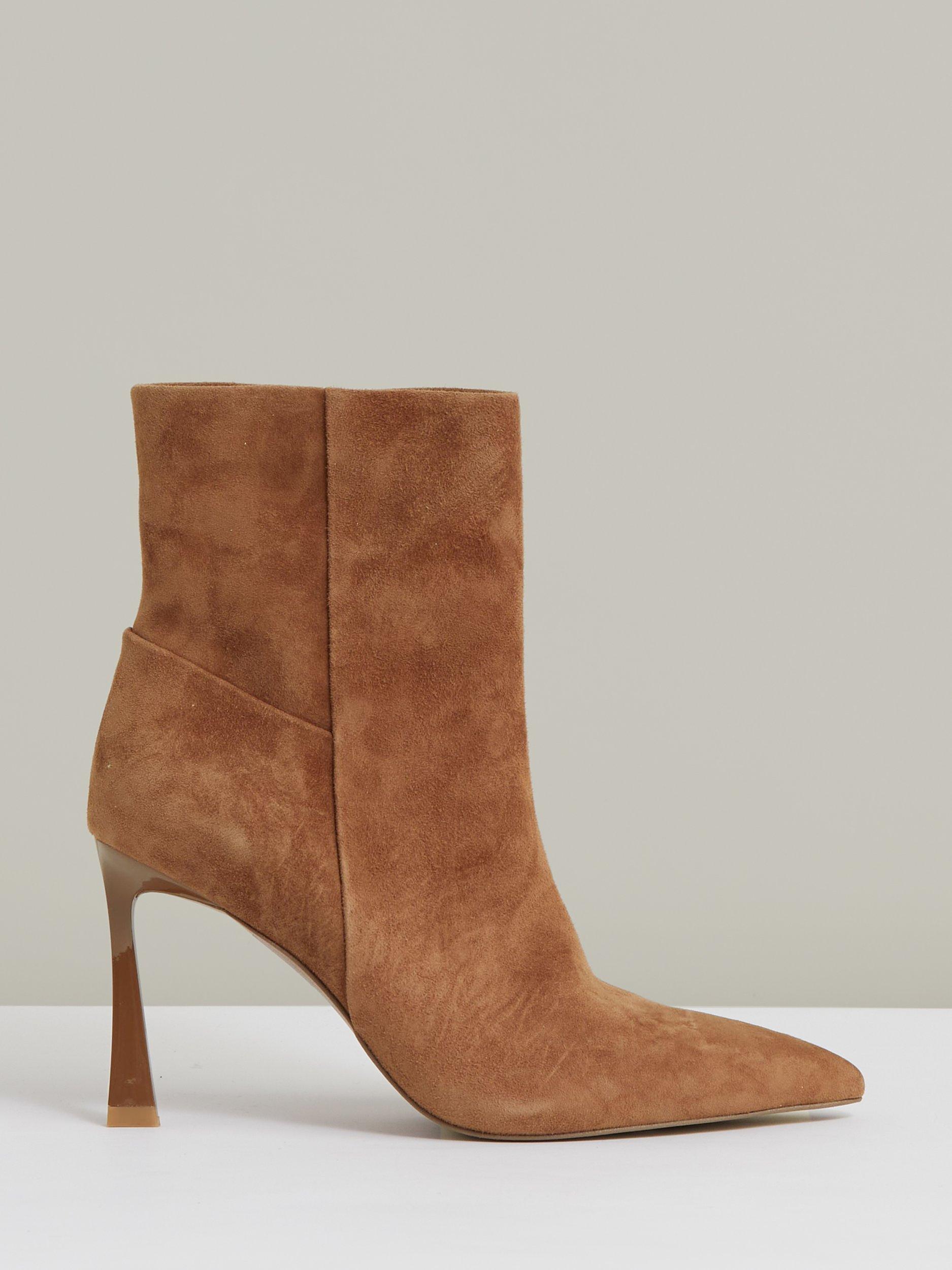 Product image 1 of 5, which shows Reiss Carina Suede Ankle Boots, Tan, 8