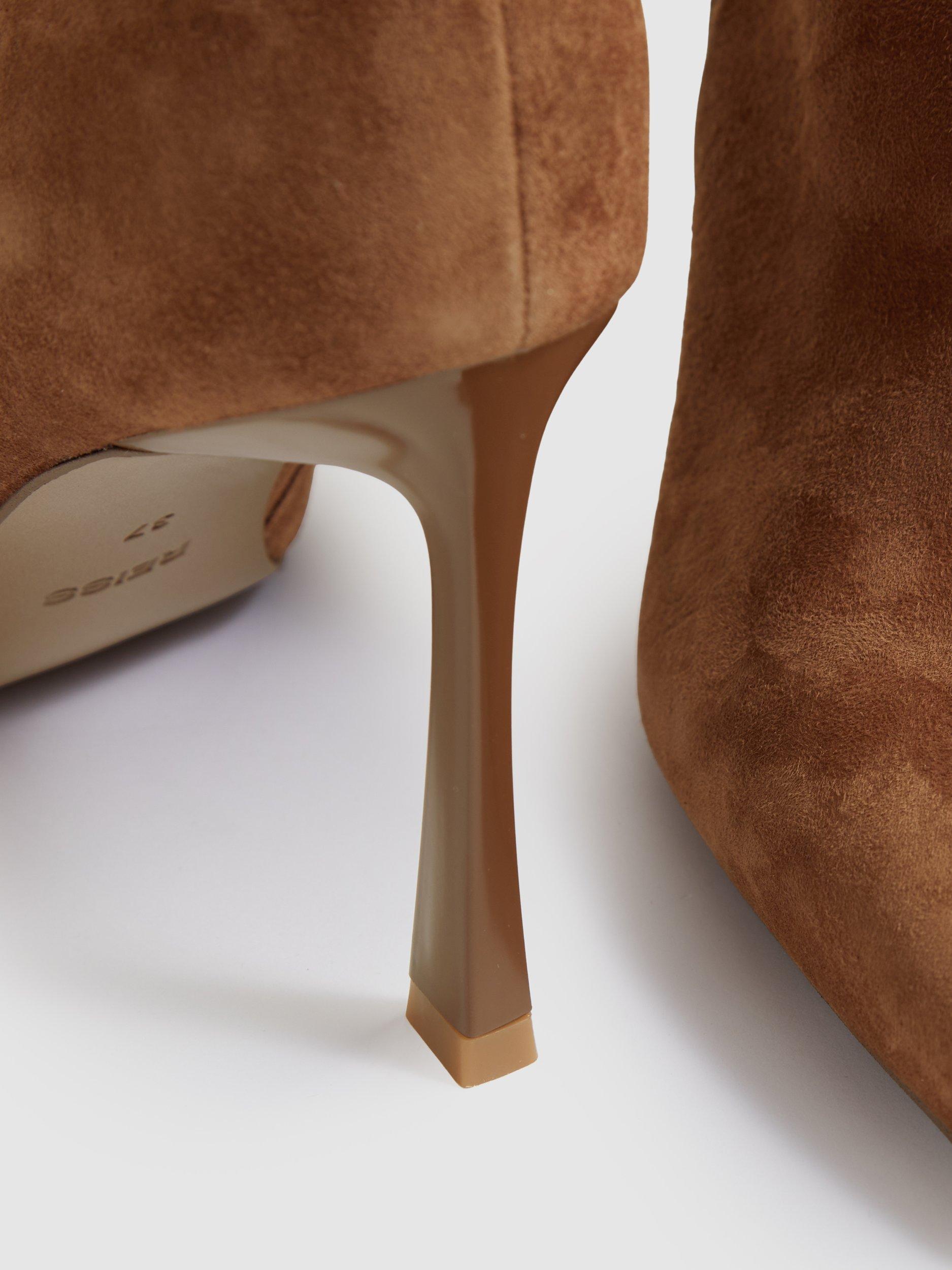 Product image 2 of 5, which shows Reiss Carina Suede Ankle Boots, Tan, 8