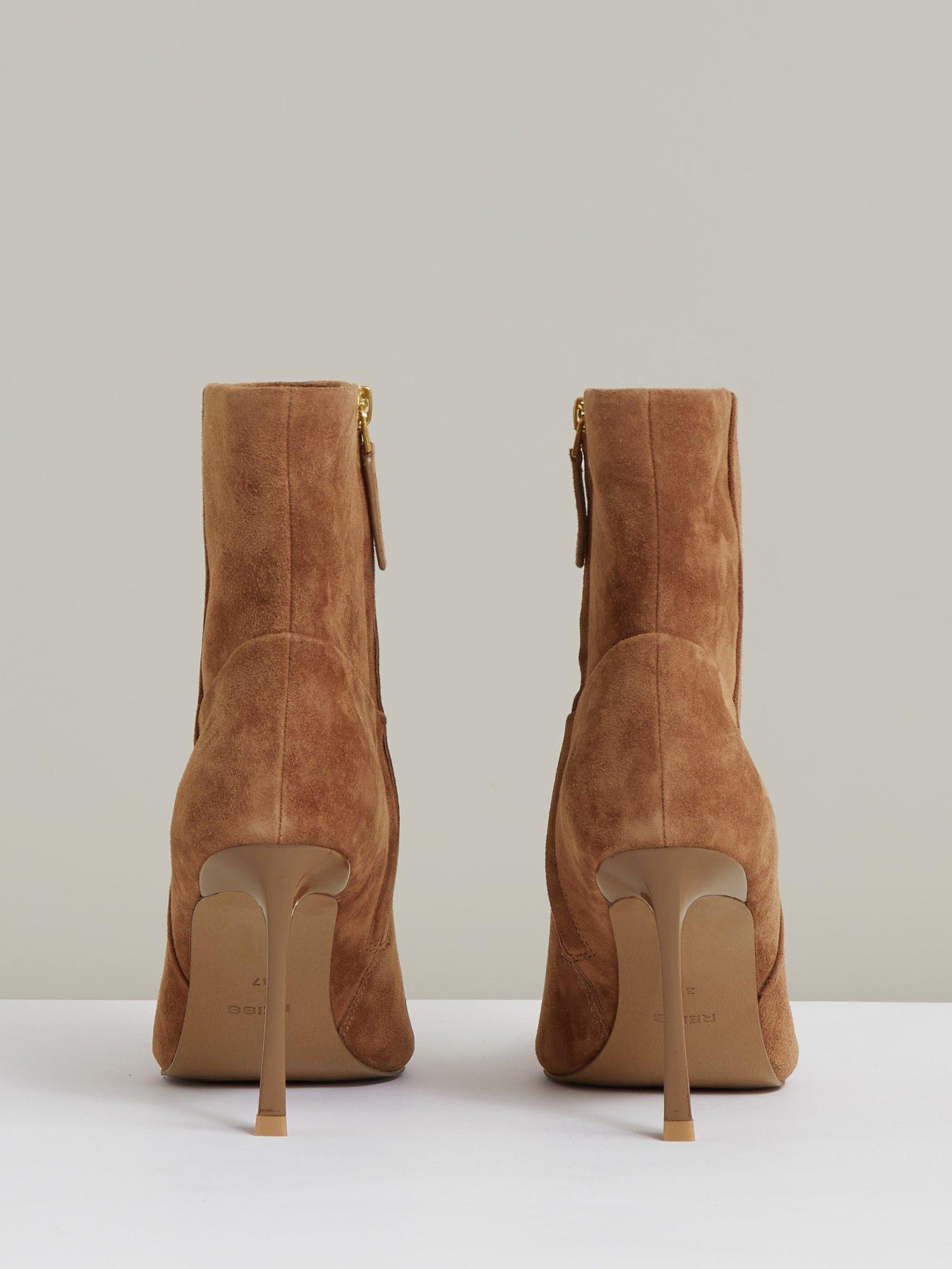 Product image 5 of 5, which shows Reiss Carina Suede Ankle Boots, Tan, 8