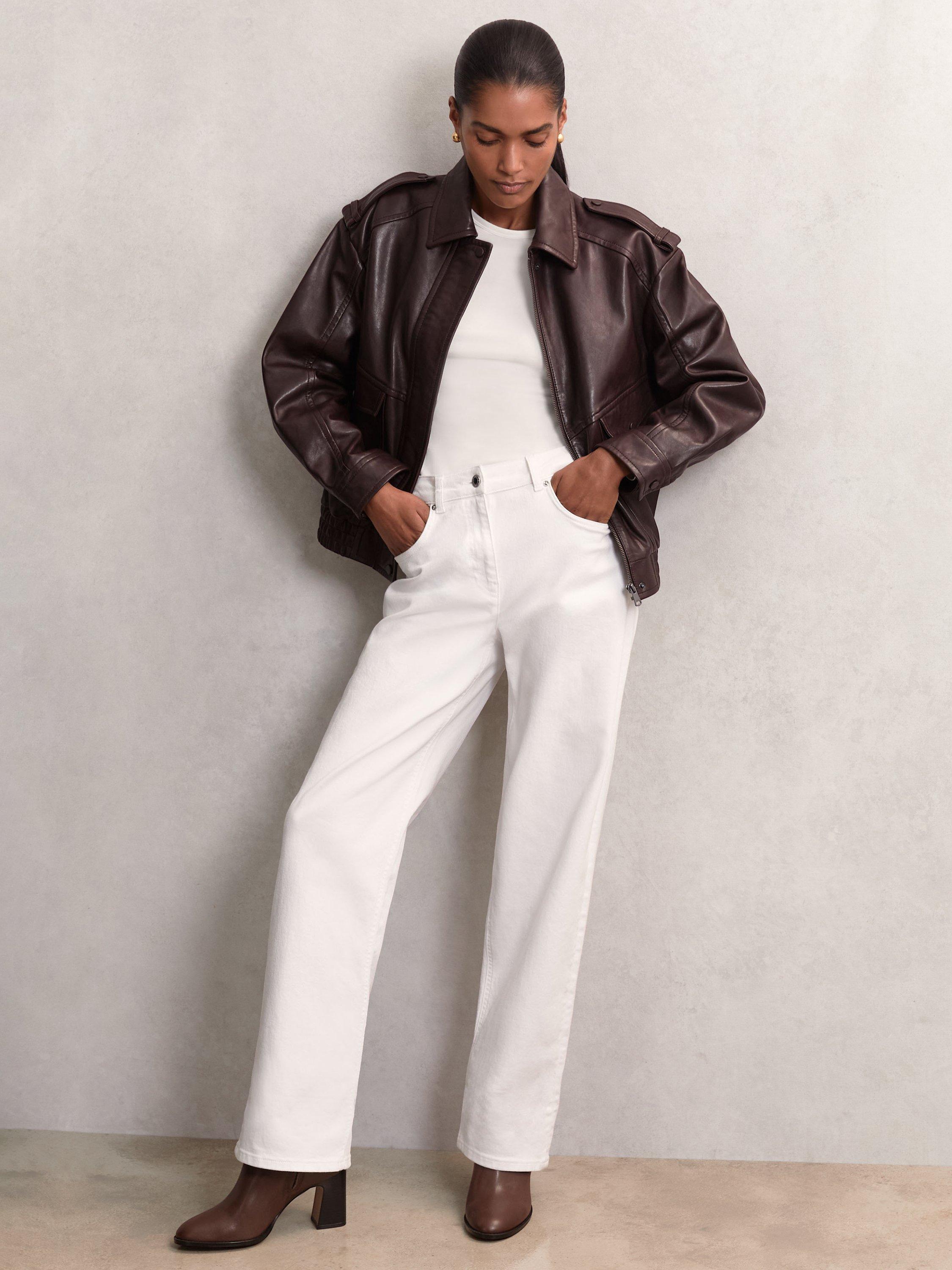 Product image 3 of 5, which shows Reiss Hana Leather Ankle Boots, Brown, 5