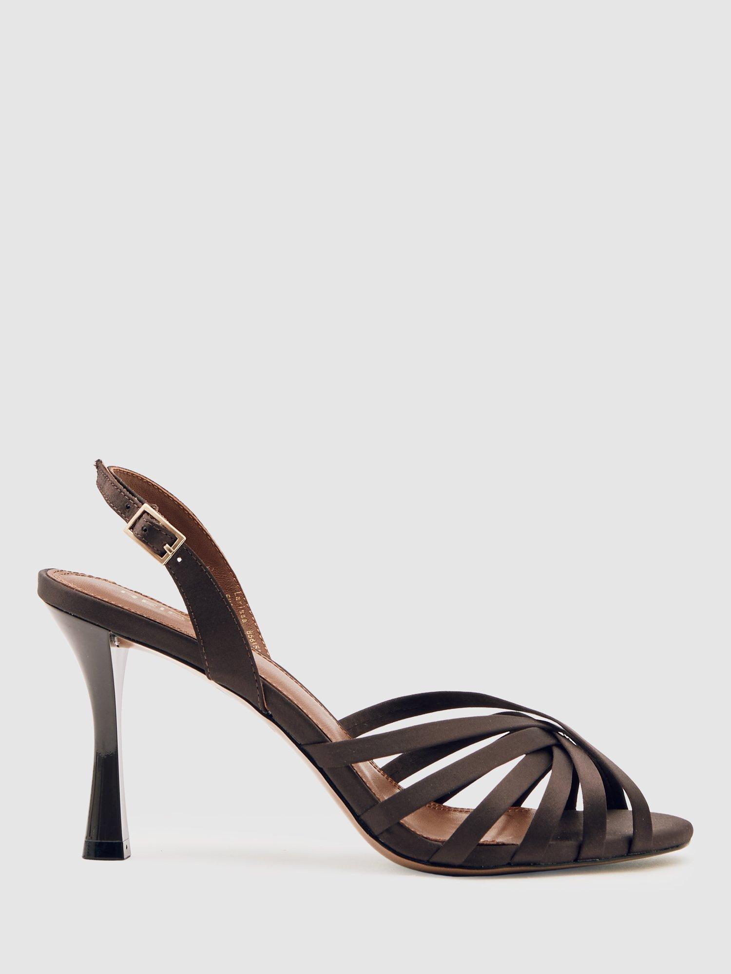Product image 1 of 5, which shows Reiss Larissa Open Toe Sandals, Chocolate, 4