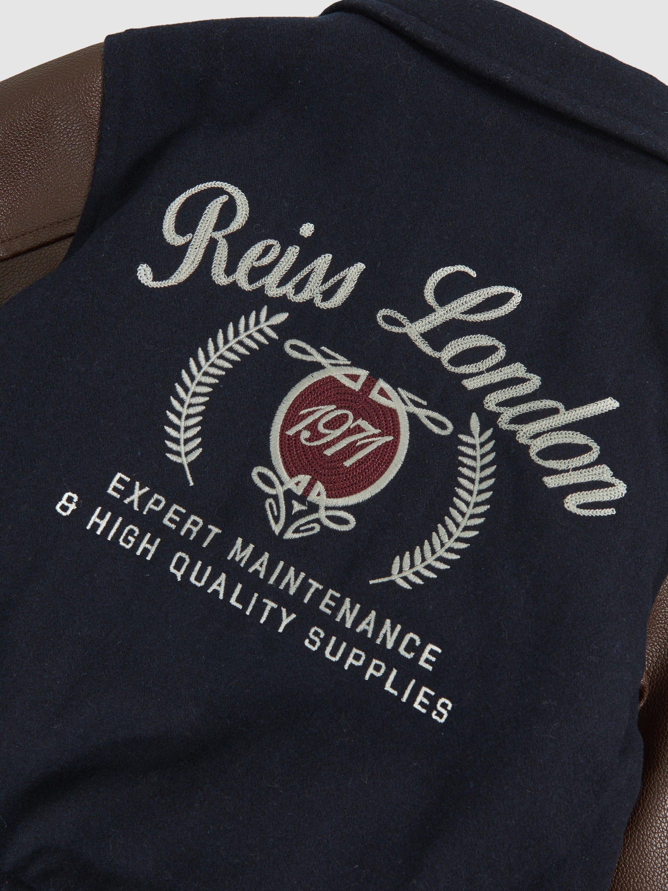 Product image 2 of 5, which shows Reiss Kids' Rison Jacket, Navy/Brown, 8-9 years