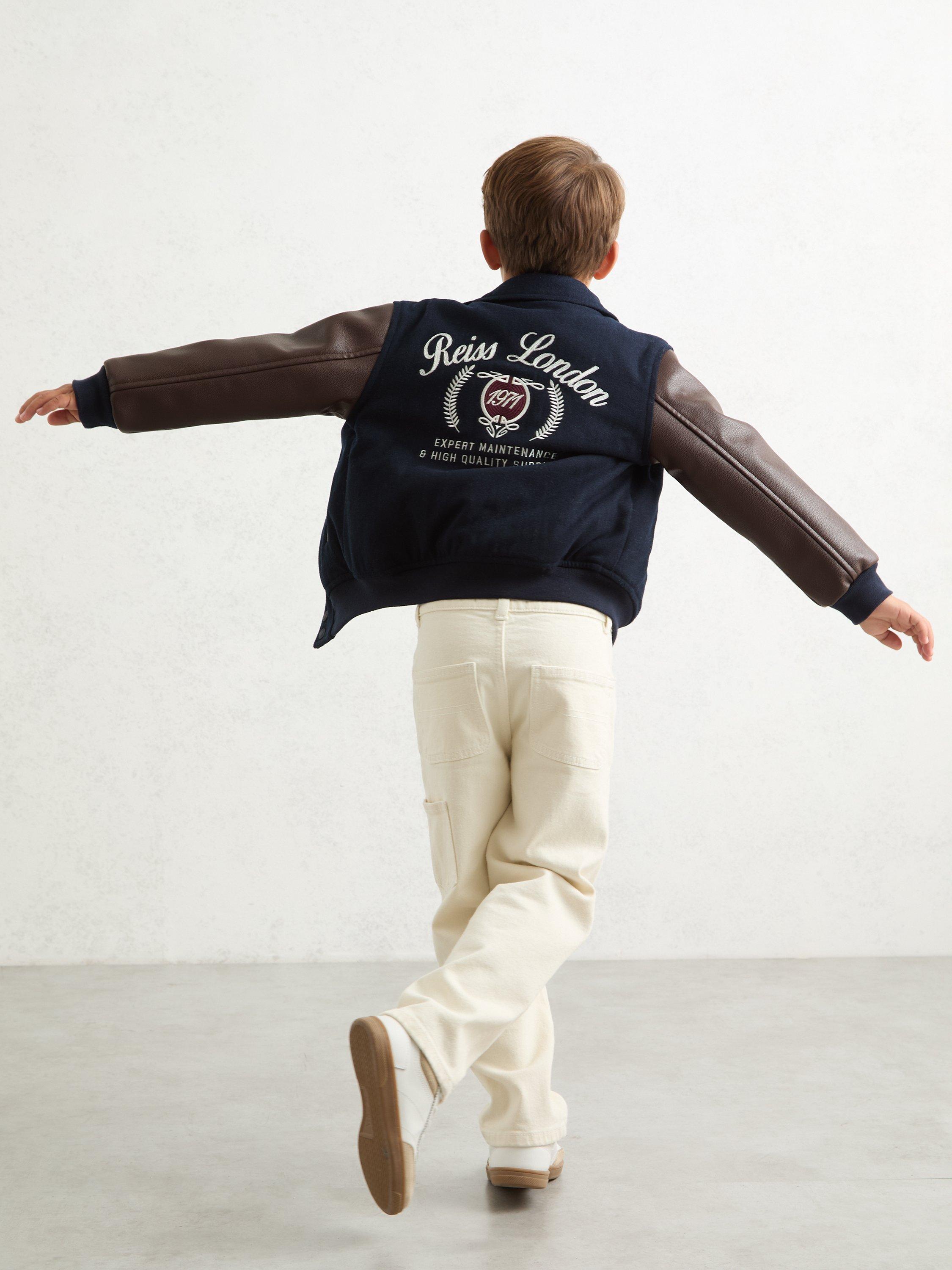 Product image 5 of 5, which shows Reiss Kids' Rison Jacket, Navy/Brown, 8-9 years