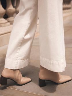 Mint Velvet Aria Square Toe Leather Ankle Boots, Natural - view 2, Natural