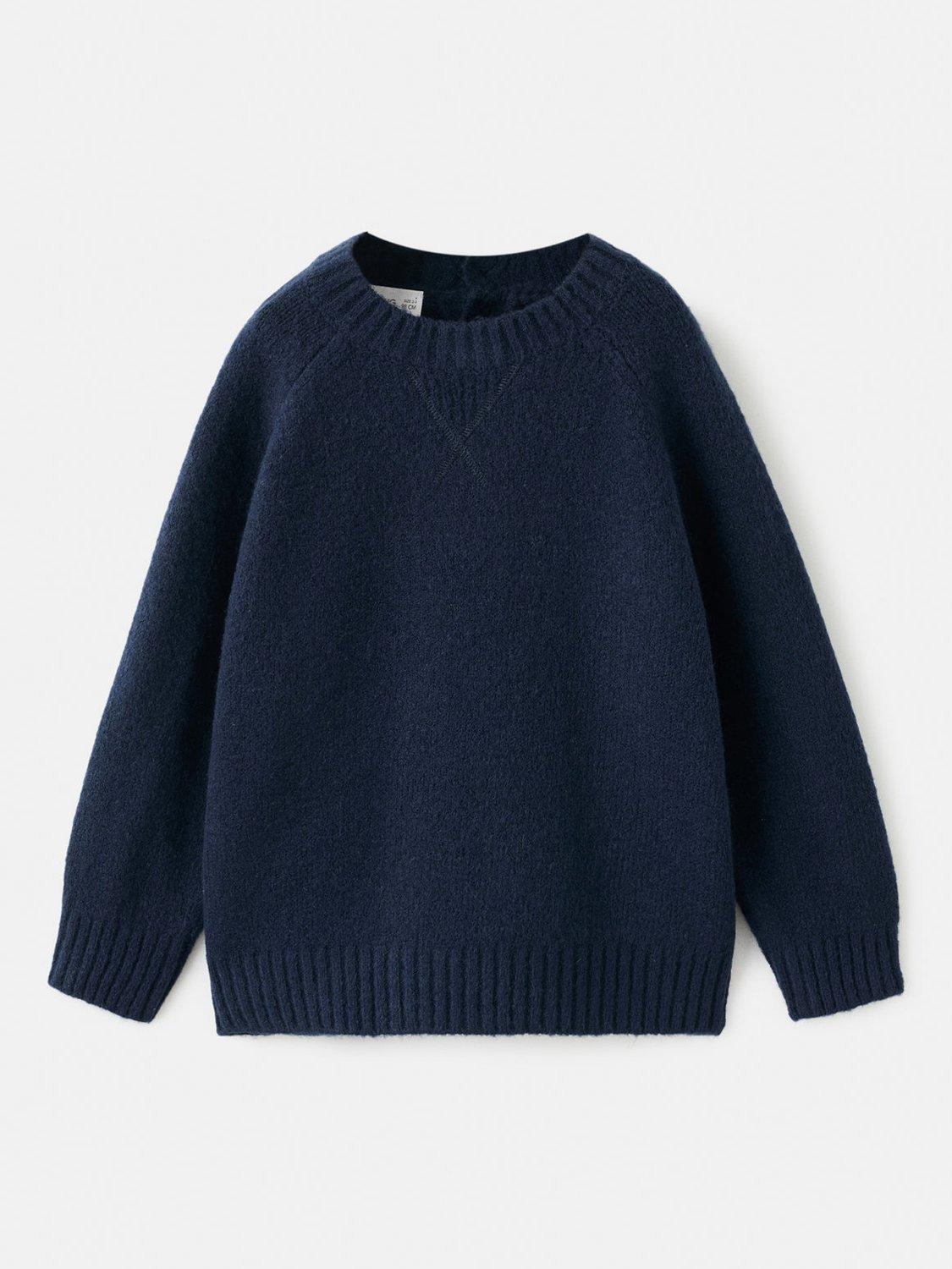 Product image 1 of 4, which shows Mango Kids' Atticus Crew Neck Jumper, Navy, 12-18 months