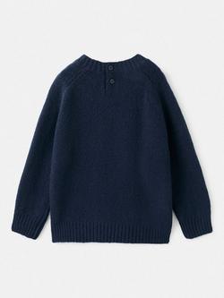 Mango Kids' Atticus Crew Neck Jumper, Navy - view 2, Navy