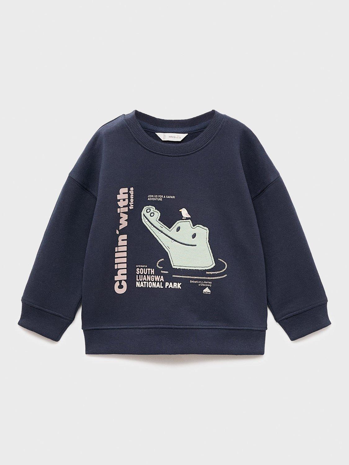 Product image 1 of 4, which shows Mango Kids' Coco Cotton Blend Sweatshirt, Navy, 2-3 years