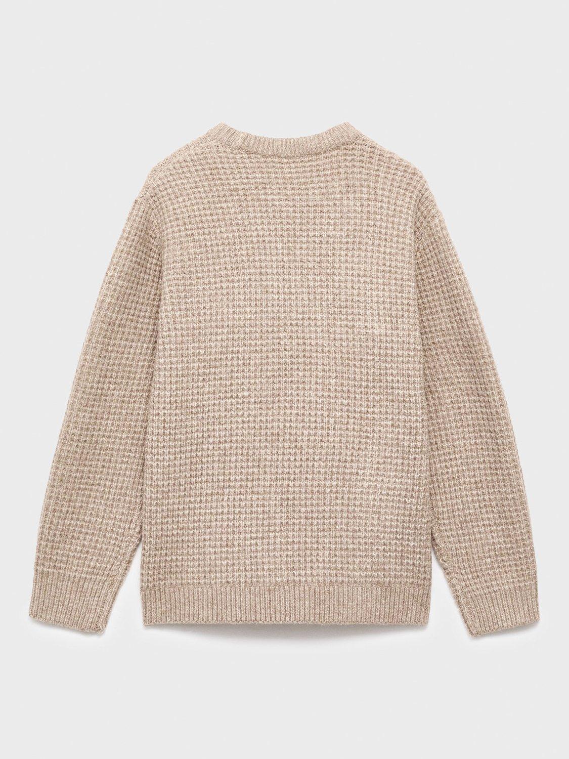 Product image 2 of 4, which shows Mango Kids' Elijah Chunky Crew Neck Jumper, Medium Brown, 5-6 years