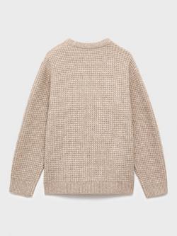 Mango Kids' Elijah Chunky Crew Neck Jumper, Medium Brown - view 2, Medium Brown