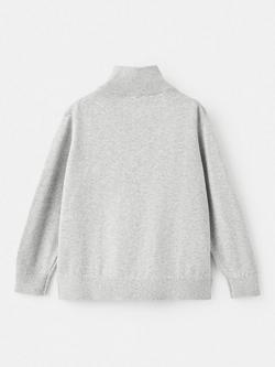 Mango Kids' Harry Cotton Zip Neck Sweater, Medium Grey - view 2, Medium Grey