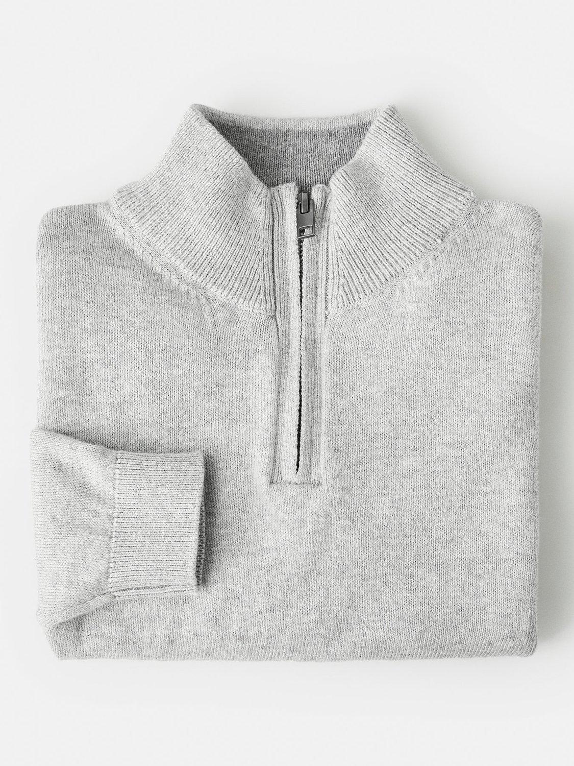 Product image 3 of 4, which shows Mango Kids' Harry Cotton Zip Neck Sweater, Medium Grey, 12-18 months