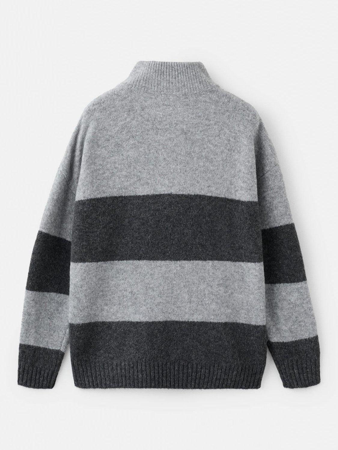 Product image 2 of 4, which shows Mango Kids' Jai Striped Sweater, Medium Grey, 11-12 years