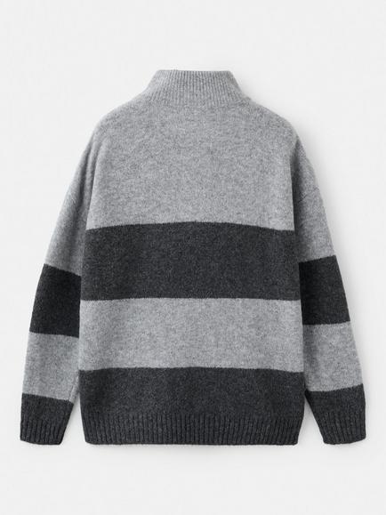 Mango Kids' Jai Striped Sweater, Medium Grey - view 2, Medium Grey