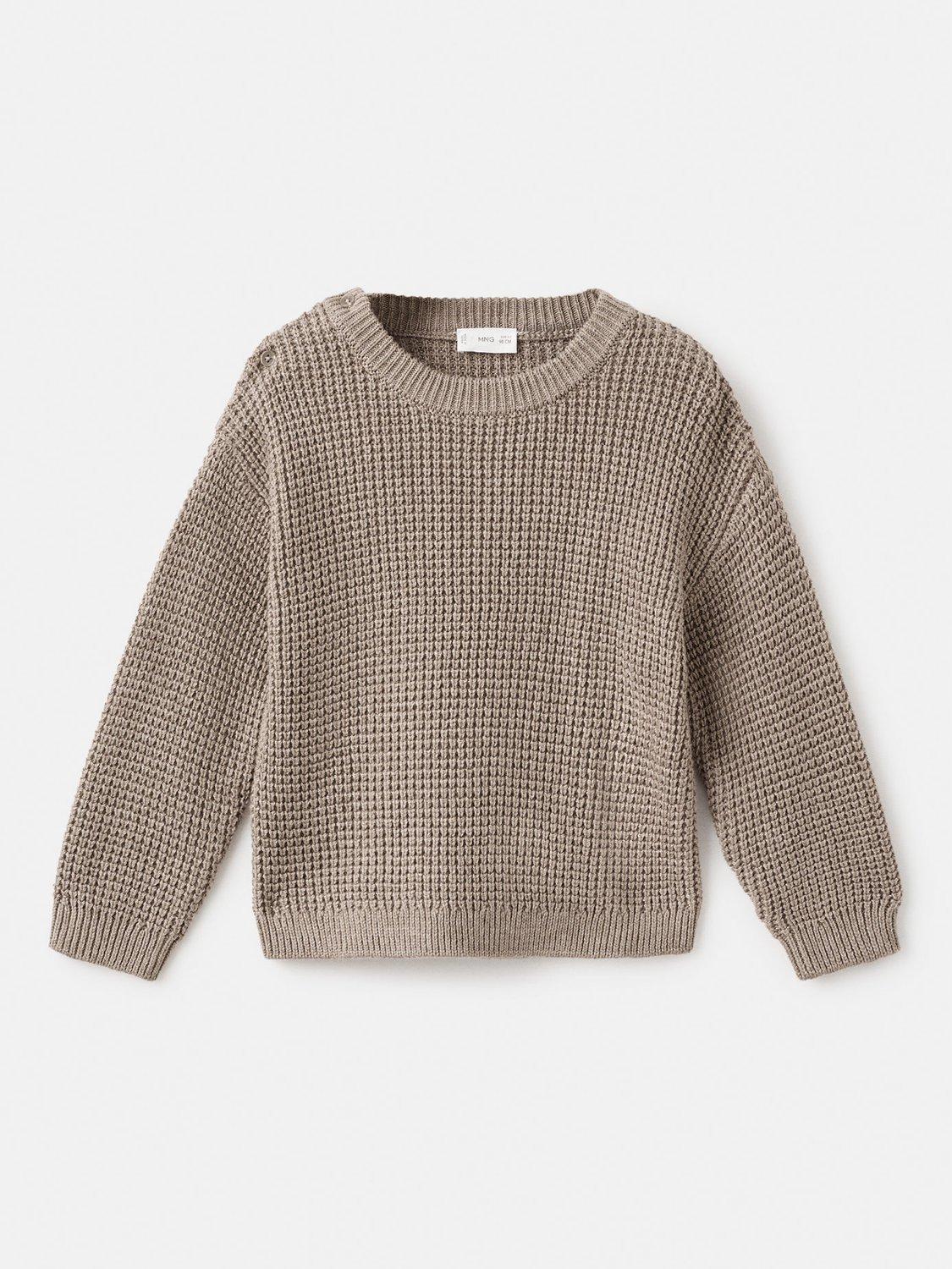 Product image 1 of 4, which shows Mango Kids' Otto Cotton Blend Round Neck Jumper, Medium Brown, 18-24 months