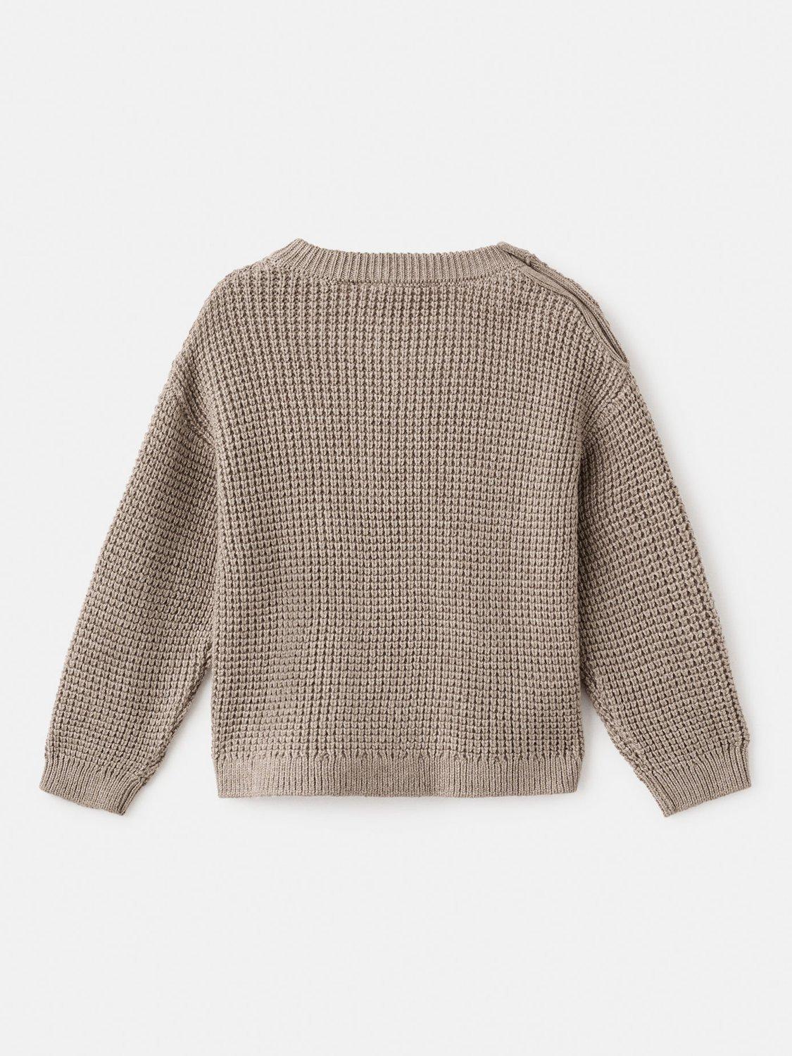 Product image 2 of 4, which shows Mango Kids' Otto Cotton Blend Round Neck Jumper, Medium Brown, 18-24 months