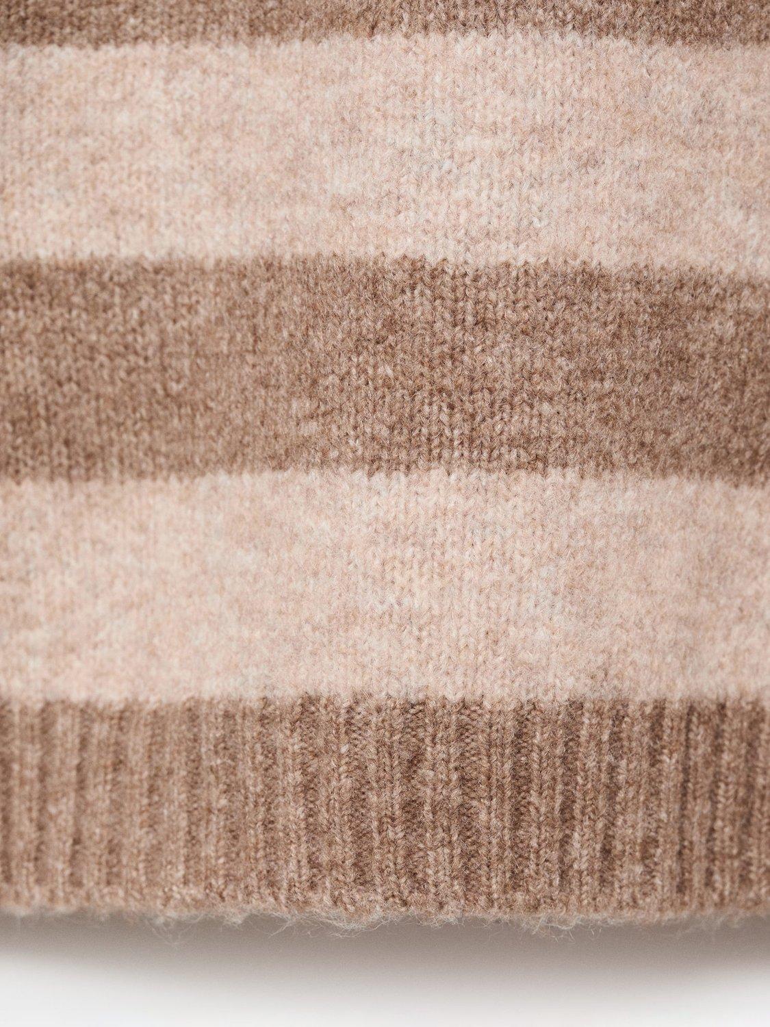Product image 3 of 4, which shows Mango Kids' Rolo Knit Stripe Sweater, Brown, 12-18 months