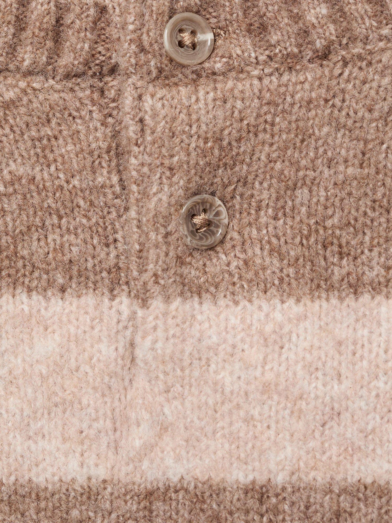 Product image 4 of 4, which shows Mango Kids' Rolo Knit Stripe Sweater, Brown, 12-18 months