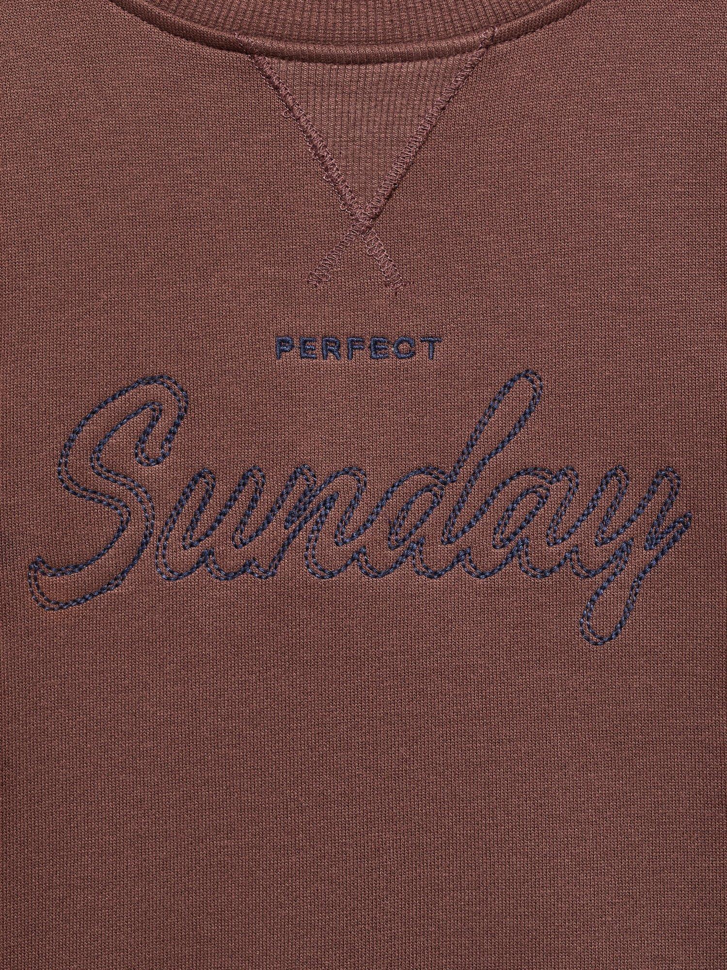 Product image 7 of 7, which shows Mango Kids' Sunday Cotton Crew Neck Sweatshirt, Brown, 11-12 years