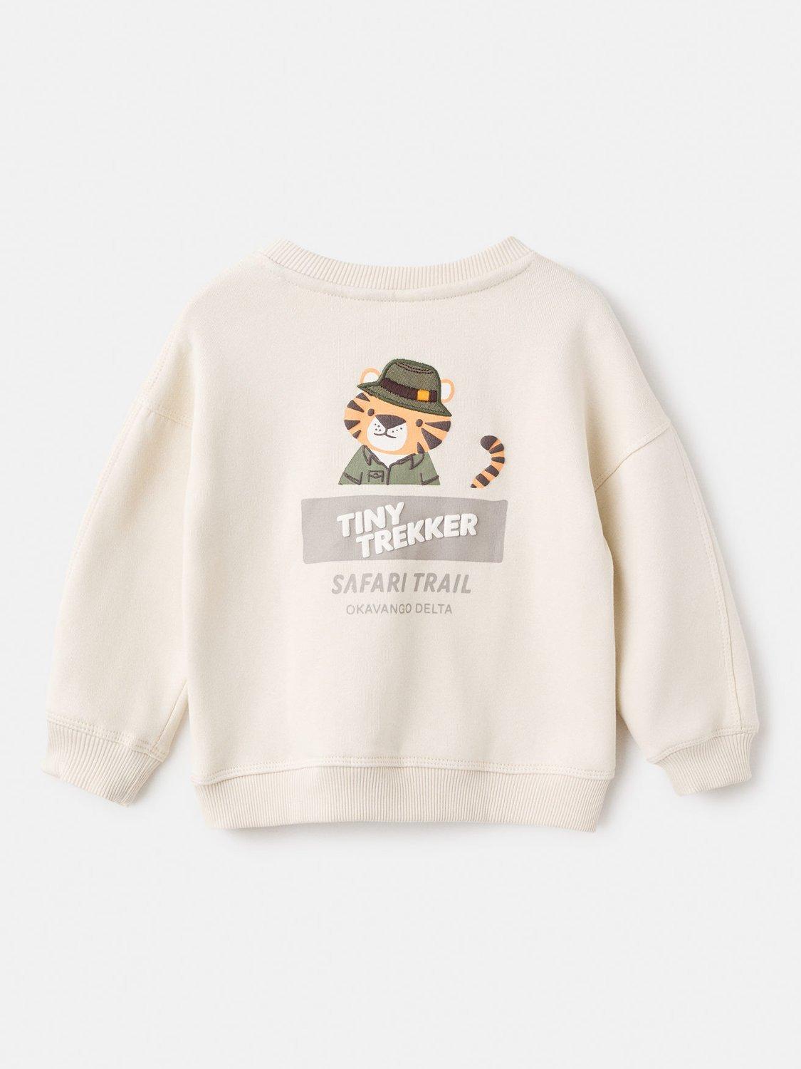 Product image 2 of 4, which shows Mango Kids' Cotton Blend Animal Patch Sweatshirt, Natural White, 2-3 years