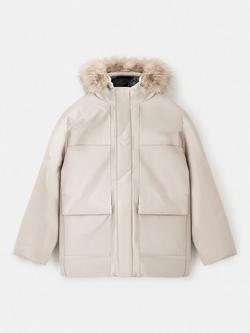 Mango Kids' Carlos Hooded Jacket, Medium Brown, Medium Brown