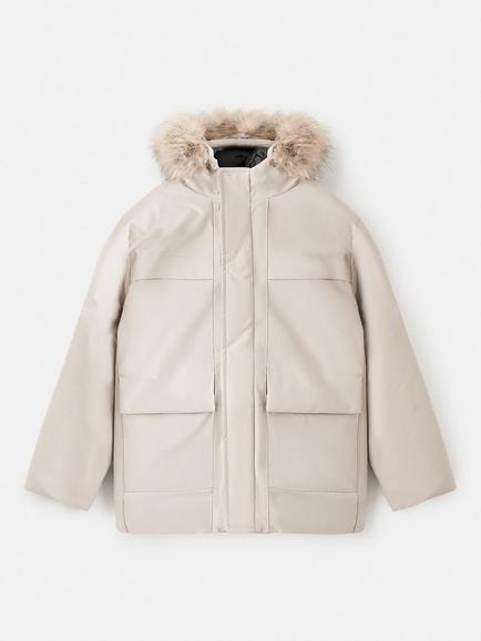Mango Kids' Carlos Hooded Jacket, Medium Brown, Medium Brown