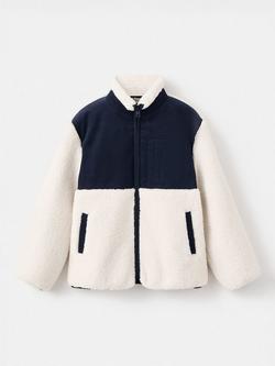 Mango Kids' Jorge Jacket, Natural White/Navy, Natural White/Navy