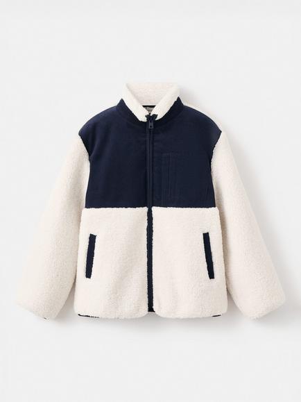 Mango Kids' Jorge Jacket, Natural White/Navy, Natural White/Navy
