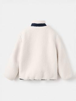 Mango Kids' Jorge Jacket, Natural White/Navy - view 2, Natural White/Navy