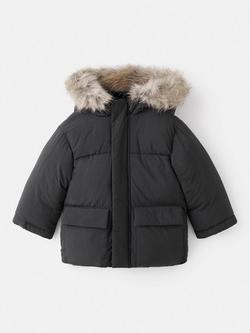 Mango Kids' Juan Parka Coat, Black - view 2, Black
