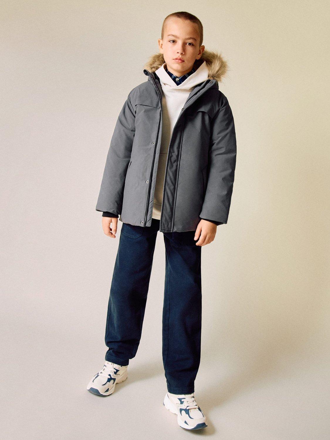 Product image 2 of 7, which shows Mango Kids' Marcos Hooded Parka Jacket, Grey, 10 years