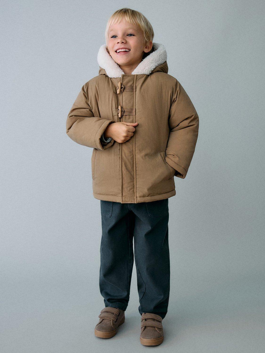 Product image 1 of 6, which shows Mango Kids' Pedro Parka Jacket, Pastel Brown, 9-12 months
