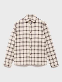 Mango Kids' Berto Check Shirt, Light Beige, Light Beige